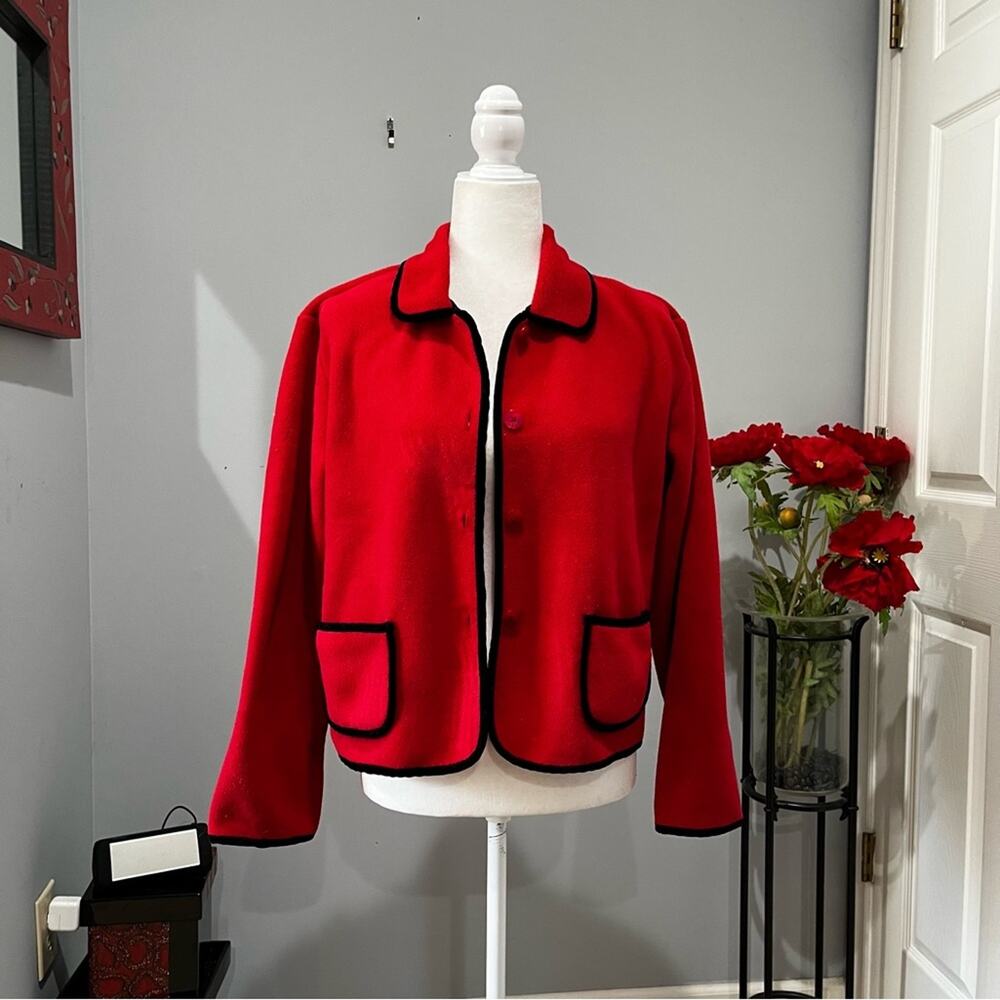 NEW Harris Wallace VTG Velvet Contrast Two Tone Oversized Cozy Fleece Jacket MED